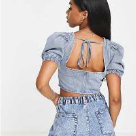 ASOS Light Blue Denim Crop Top - Picture 4 of 5